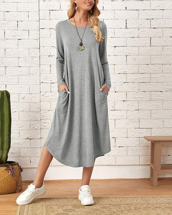Robe incurvée ample à manches longues