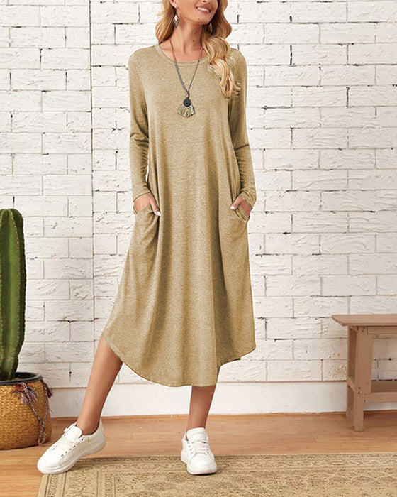 Robe incurvée ample à manches longues