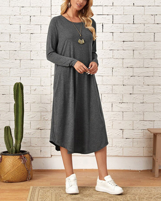 Robe incurvée ample à manches longues