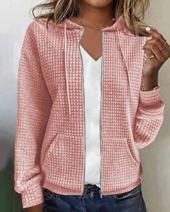 Veste décontractée à poche de couleur unie