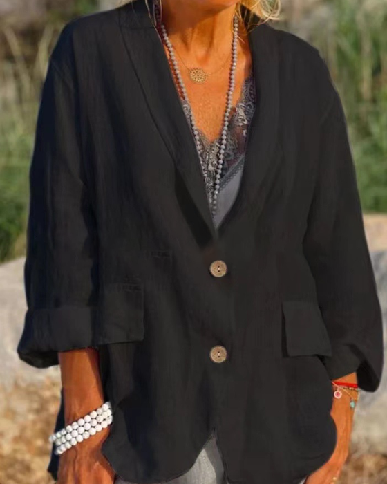 Solid Color Lapel Jacket