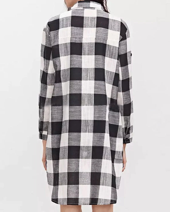 Chemise à manches longues avec imprimé à carreaux