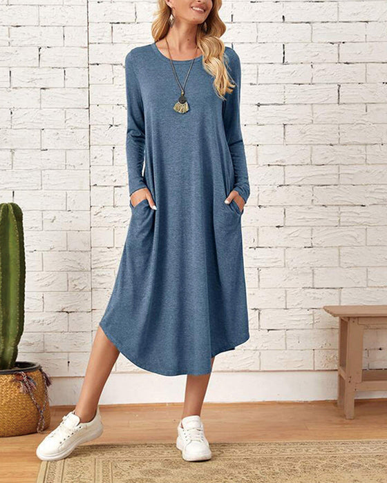 Robe incurvée ample à manches longues