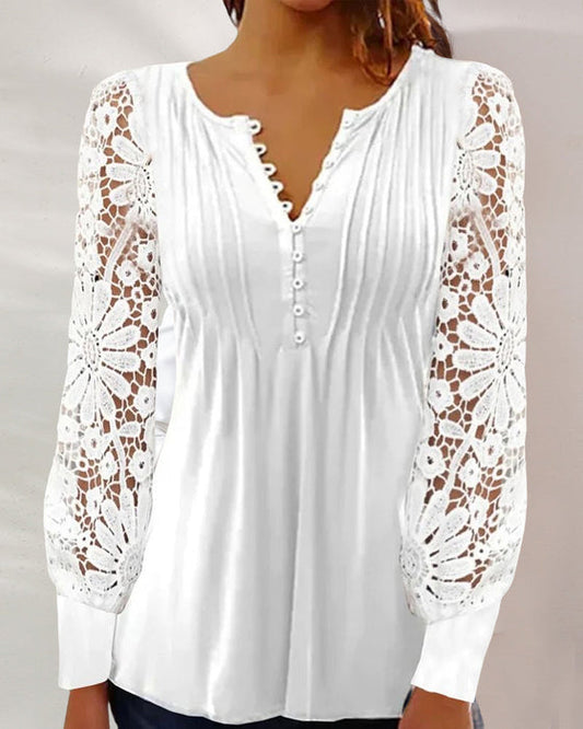 Long Sleeve V-Neck Lace Top